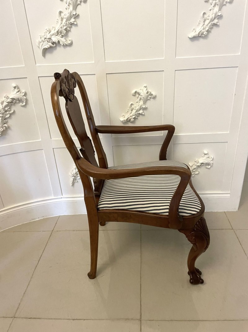 Outstanding Quality Set of 12 Antique Victorian Burr Walnut Dining Chairs - Image 9